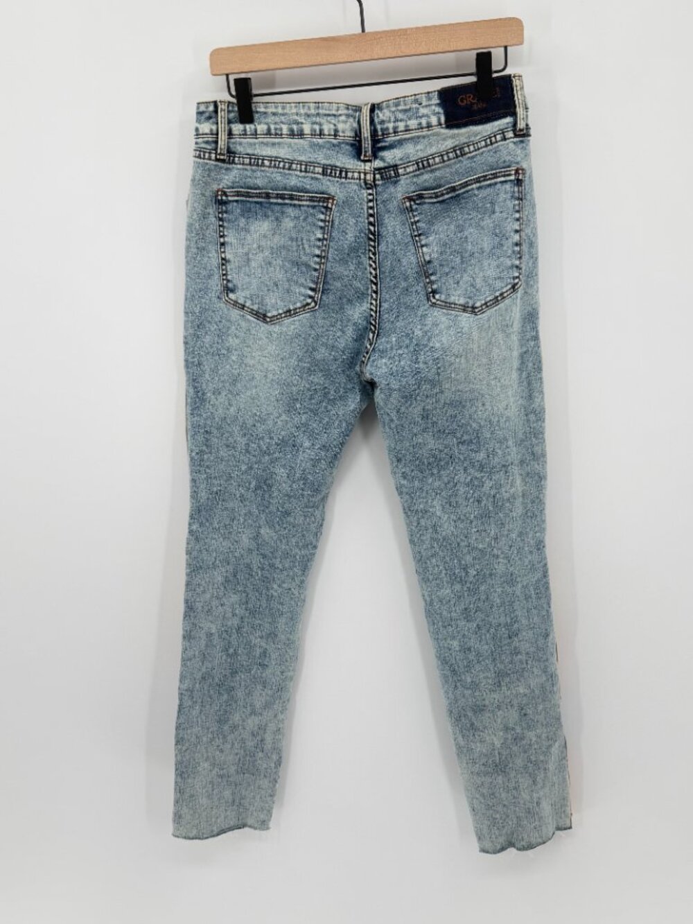 Grace in LA Womens 29 High Waist Acid Wash Side Stripe Patchwork Skinny Jeans - Picture 6 of 9